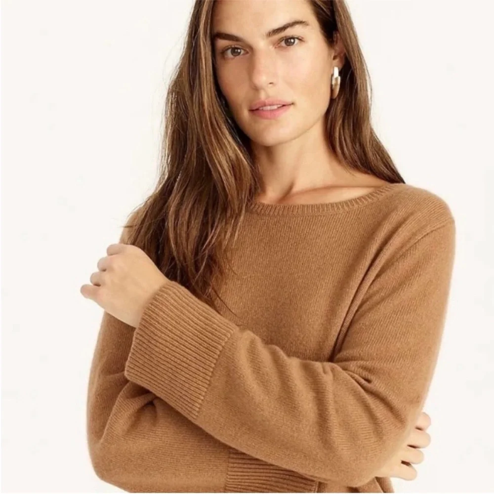 BOGO! J. Crew Wool Cashmere Oversized Crewneck Tunic Sweater Camel XS